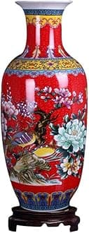 Jingdezhen Large Ceramic Floor Vase,Flower Vase Handmade Home Decorative Vase,Height 18.11"(46cm),Red