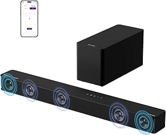 5.1CH Surround Sound Bar with Subwoofer, Dolby Atmos, VoiceMX, BassMX, APP, 300W Soundbar for Smart TV, Home Theater Surround Sound System for TV, BT 5.4, Poseidon M60 (2025 Model)
