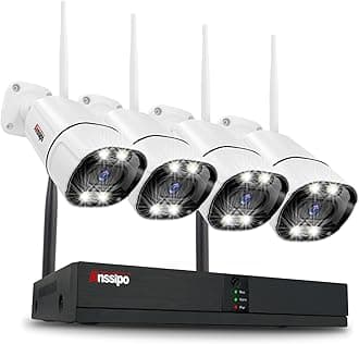 4K 8 Channel Wireless Security Camera System, 4X 3MP Surveillance Security Cameras with 2 Way Audio, Dual Warning for Indoor/Outdoor Home Security, AI Detection, Color Night Vision, Smart Playback