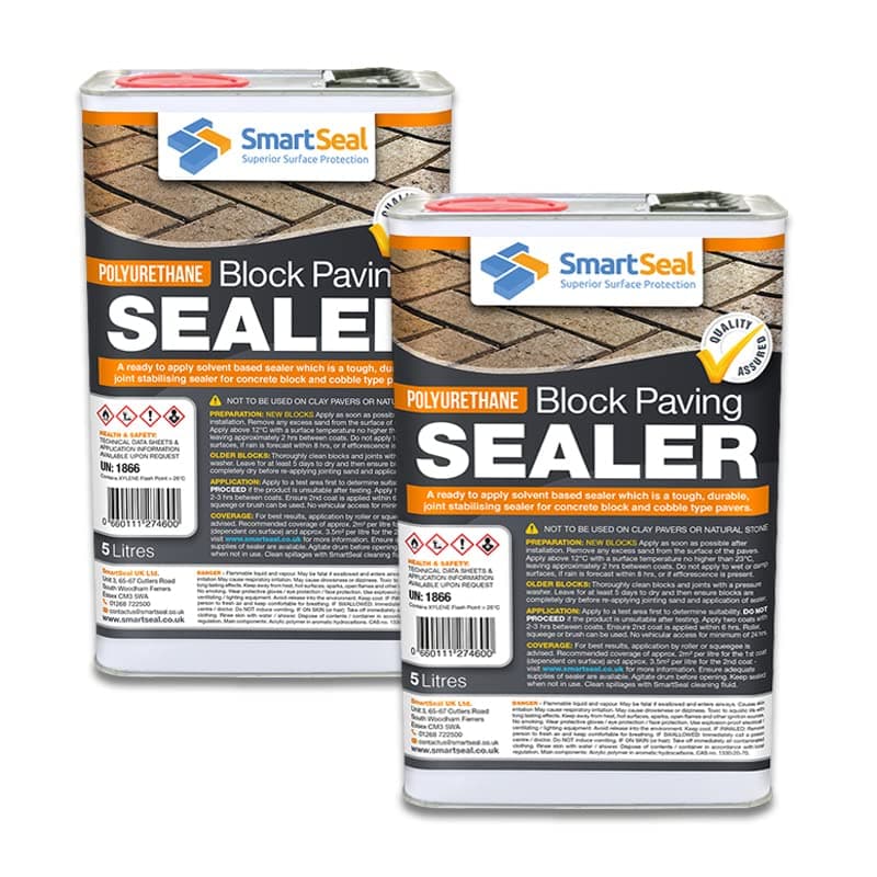 Smartseal Polyurethane Block Paving Sealer - Ultra Durable - Solidifies Jointing Sand and Creates a Long Lasting Effective Seal on Concrete Block Paving (2 x 5 Litre)……