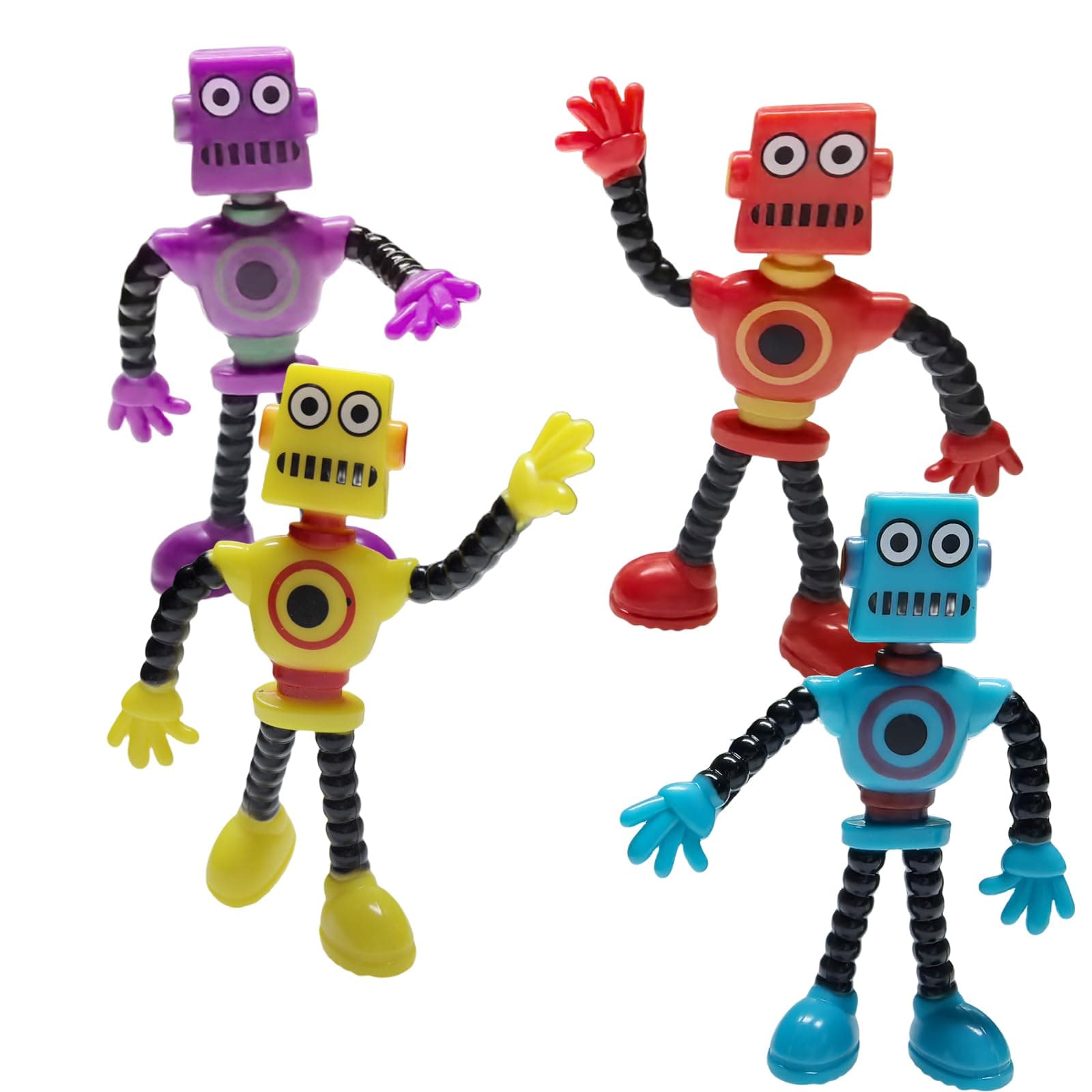 Flexible Bendable Figures Robot 4 Pcs Twisted Deformed Doll Decompression Toy for Boys Girls Cool Stuff Cute Things Funny Gift