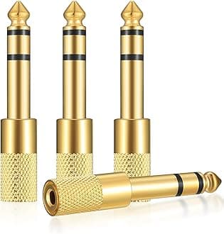 4 Pcs 6.35mm (1/4 inch) Male to 3.5mm (1/8 inch) Female Stereo Headphone Adapters, 3.5mm/1/8'' Female to 6.35mm/1/4'' Male Stereo Audio Adapter Jack Plug for Headphone, Gold Plate