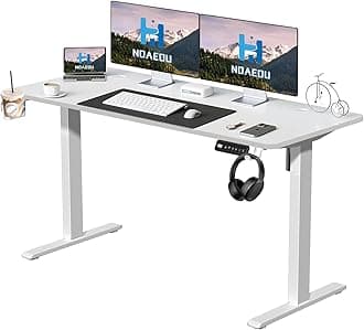 Standing Desk, Height Adjustable Electric Stand up Desk,140cm Computer Desks Home Office Desks, Stand Up Computer Table Workstations for Home Office (White)