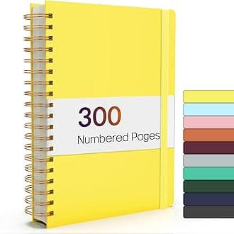 Lined Spiral Journal Notebook with 300 Numbered Pages, B5 College Ruled Thick Journals for Writing with 100GSM Paper, Hardcover Notebooks with Contents for Work, School, Women, Men, Yellow