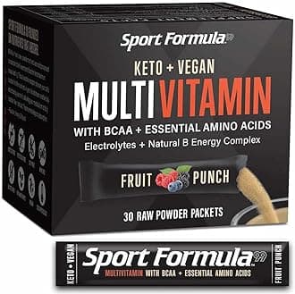 Liquid Multivitamin Drink Mix Vitamin Powder BCAA Won't Upset Your Stomach Daily Keto MultiVitamin for Men and Women Amino Acid Powder Fruit Punch Packet Multivitamin Powder Electrolytes