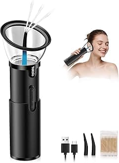 Ear Wax Removal-Electric Ear Cleaner, Retractable Ear Cleaning Kit, Safe Ear Wax Removal Tool, Effective Ear Irrigation Flushing System, Waterproof Ear Washer for Humans with 4 Pressure Modes
