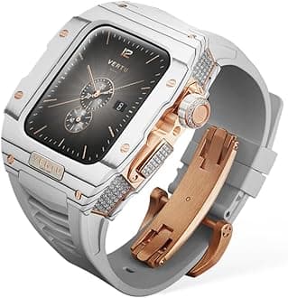 VERTUH1 Diamonds Luxury Smartwatch for Men - 1.85" Sapphire Display, Calls, Fitness Tracker, Android, 100+ Activity Modes, IP68 (White/Gold)​​