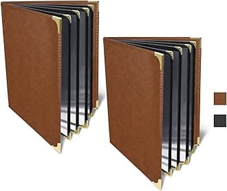 2-Pack Restaurant Menu Covers 8.5 x 11 - Menu Holder 4 Page 8 View, Menu Book Menu Sleeves for Restaurant, Bar, Café