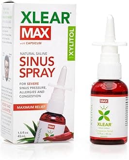 Xlear MAX Natural Xylitol Saline Nasal Spray with Capsicum and Aloe - Fast Acting for Sinus Pressure, Decongestant, Headache, Dry Nose, 1.5 fl oz (Pack of 4)