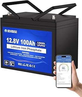 DCHOUSE 12V 100Ah Group 31 Bluetooth LiFePO4 Battery, Built-in 100A BMS with Low-Temp Protection, Deep Cycle Lithium Battery, 5000+ Cycles, Perfect for RV, Solar System, Trolling Motors etc.