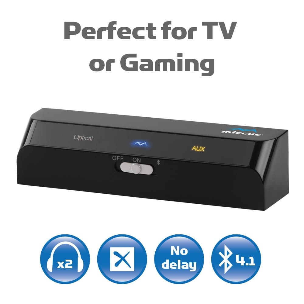 Miccus, Inc. Home RTX Mini: Bluetooth Transmitter Or Receiver With TOSLINK Optical And aptX LOW LATENCY For Zero Lip-Sync Delay (Matte Black)