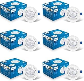 Philips 3 Watt White LED Ceiling COB Round Spot Light with Adjustable Tilt | Cut out: 63mm | Cool Day Light, Pack of 6 (BrightSpot)