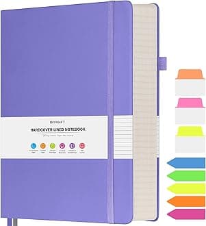 Lined Notebook Journal for Women Men, Large B5 College Ruled Notebook, 312 Numbered Pages Notebooks for Work, 100gsm Paper Daily Journal, Hardcover Vegan Leather Journals for Writing Office, Purple