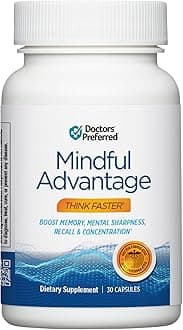 DOCTORS' PREFERRED Mindful Advantage Brain Supplement for Memory and Focus - Boost Memory, Mental Sharpness, Recall & Concentration - 30 Count