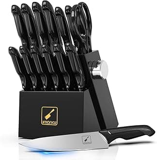 Knife Sets, imarku Kitchen Knife Block Set, 14 Pcs High Carbon Stainless Steel Knife Set, Ultra-Sharp Knives Set for Kitchen with Built-in Sharpener, Dishwasher Safe, New Home Essentials, Black