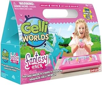 Kids Gelli Worlds Fantasy Pack from, 5 Use Pack, 8 x Fantasy Figures, Inflatable Tray, Children's Sensory and Imaginative Play Set