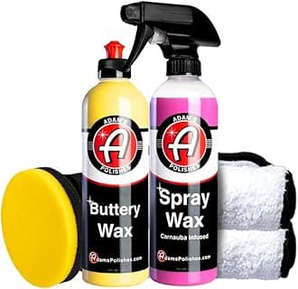 Adam's Buttery Car Wax Kit - Pure Liquid Carnauba Wax After Car Wash for Shine, Gloss, Paint Protection - Use W/Car Cleaning Kit On Car Boat RV & Motorcycle (Complete Kit)