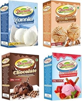 Strawberry + Chocolate + Vanilla + Butterscotch Ice Cream Mix Powder 100g Each