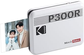 Kodak KODAK Mini 3 Retro 4PASS Portable Photo Printer (3 x 3 inches) + 8 Printers, White