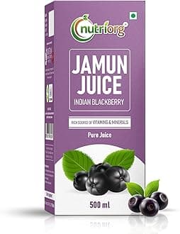 Nutriorg Jamun Juice 500 ml, Controls Blood Sugar Level, Purifies Blood, Diabetes Care, 100% Natural & Detox