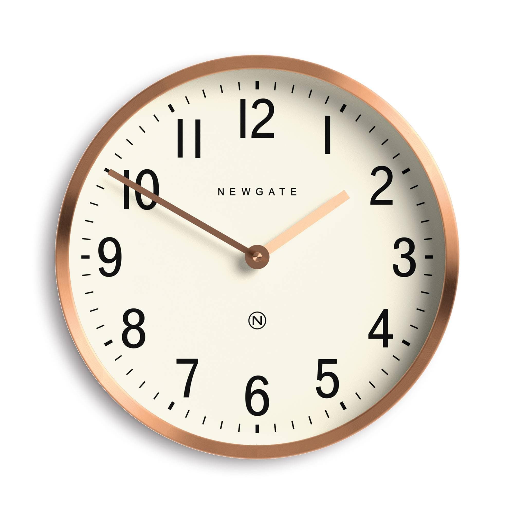 NEWGATE® Master Edwards wall Clock | Mid-Century Style Clock | 12 inch | Deep Metal case with Copper/Rose Gold Finish | Modern Retro Design for Kitchen, Living Room or Office