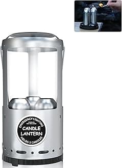 Candle Lantern, Camping Gear for Campers and Emergency Use, Without Candles (Silver)
