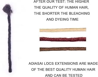 6 Inch 30 Strands 0.4cm Width 100% Human Hair Loc Extensions Full Handmade Dreadlock Extensions for Men Women Kids Can Be Dyed and Bleached with Needle and Comb 100% Unprocessed Natural Black