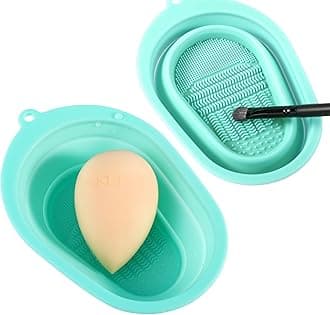 DUcare Brush Cleaning Mat Makeup Brush Cleaning Scrubber Mat Foldable Washing Tool Cosmetic Brush Cleaner bowl Brush Cleaning Pad green