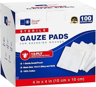 - 100pc Large Sterile Gauze Pads 4x4 Sterile for Wounds Bulk - 12ply Woven Gauze Sponges 4x4 Sterile - USP IV Breathable Mesh 4x4 Gauze Pads Sterile for Enhanced Absorption - First Aid Medical