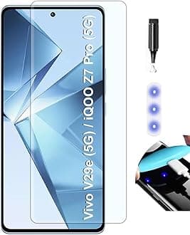 NISHTECH Advanced HD+ Curved UV Tempered Glass Full Screen Protector Designed for Vivo V29, Vivo V29 Pro 5G || Full Screen Coverage with Easy Installation Kit (Anti-Scratch)