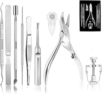 Ingrown Toenail Tool Kit (7PCS), Professional Toe Nail Clipper Set for Ingrown & Thick Nail, Stainless Steel Ingrown Toenail Kit, Surgery Grade Manicure Pedicure Tool By Dualeco