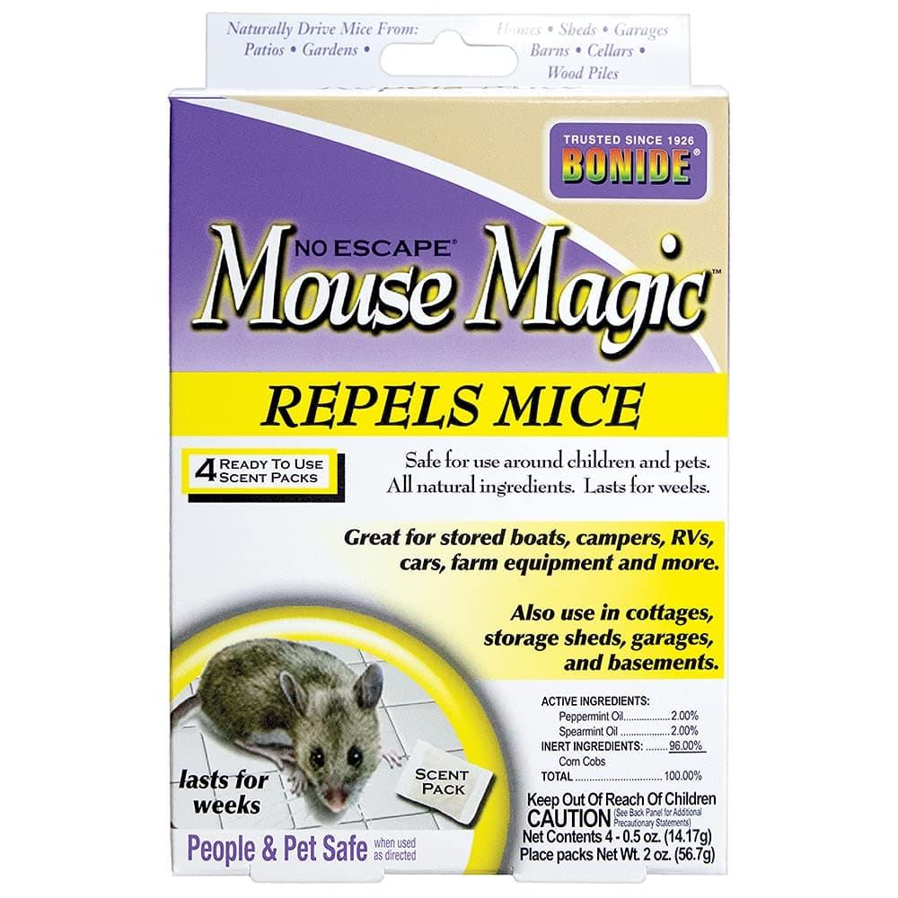 Mouse Magic Mouse Repellent Scent Packs, 4 Ready-to-Use Packs for Indoor & Outdoor Use
