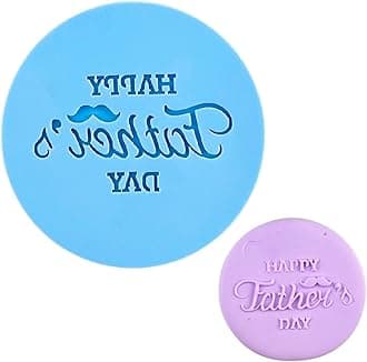 Crethinkaty Father's Day Fondant Embosser "Happy Father's Day" Shape 3D Raised Design Cookie Stamp for Baking Cookies,Decorating Cake/Sugar Paste/Cupcake(Style B)
