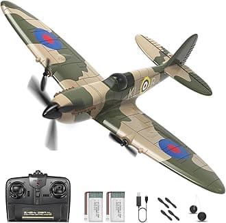 3 Channel RC Plane Spitfire Fighter, Remote Control Warbird Ready to Fly, 2.4GHz 6-axis Gyro Stabilizer, Easy to Fly for Kids & Beginners