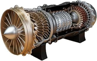 HMNY Mini Fighter Turbofan Engine Model Kits That Runs, 1/20 WS-15 Aircraft Engine Simulation Electric Model, 150+pcs DIY Assembly Metal Model Engine Kit That Works for Adults