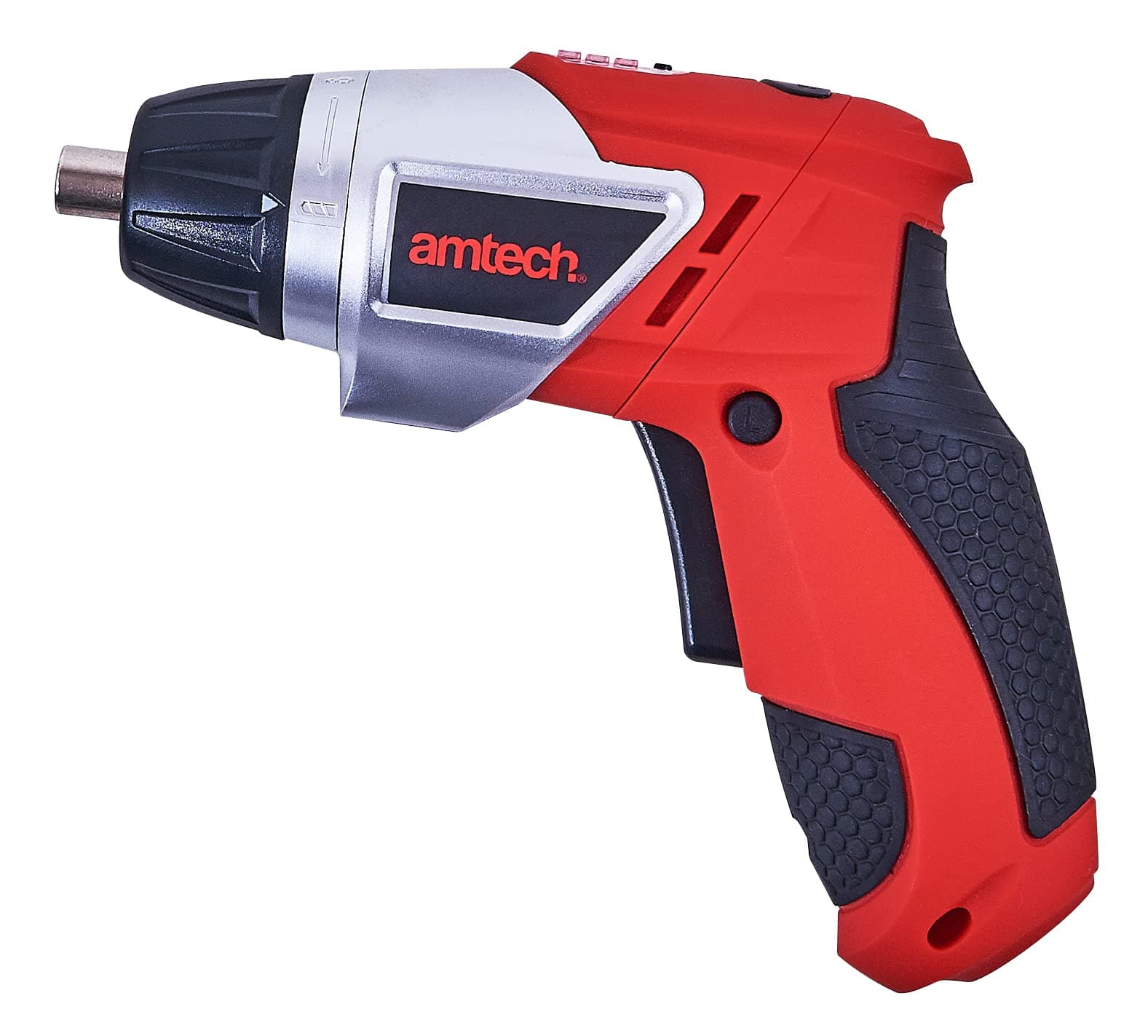 Am-Tech Amtech 3.6V Cordless Screwdriver with Lithium-Ion Battery, Pivoting Handle and Accessories [V6500] , 230 V, Red