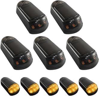 Solar Powered Cab Lights, New No Drill Solar Powered Cab Lights for Truck, IP68 Waterproof Wireless Cab Marker Roof Lights, LED Lights Vibration Sensor Roof Lights App Control (Yellow Light, Black)