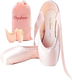 Ballet Pointe Shoes Girls Women Ribbon Ballerina Shoes with Toe Pads