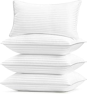 Basic Beyond Bed Pillows Standard Size Set of 4 - Down Alternative Pillows for Sleeping, Soft 20 x 26 Inches 4 Pack Standard Pillows for Back, Stomach or Side Sleepers, White