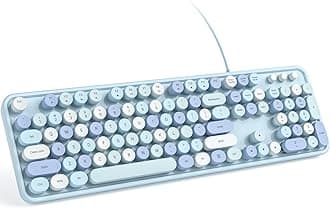 KNOWSQT Wired Computer Keyboard - Colorful Retro Round Keys for Windows, Laptop, PC, Desktop, Mac