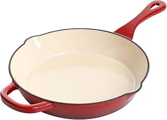 Artisan 10 Inch Enameled Cast Iron Round Skillet, Scarlet Red
