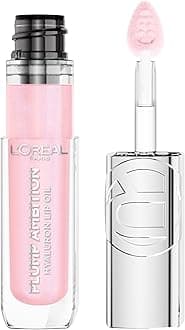 L'Oreal Paris Plump Ambition Hyaluron Lip Oil, 24 HR Lip Gloss with Hyaluronic Acid, Volumizing Formula with Glass-Like Shine, Cristal Clear 101, 0.16 Fl Oz