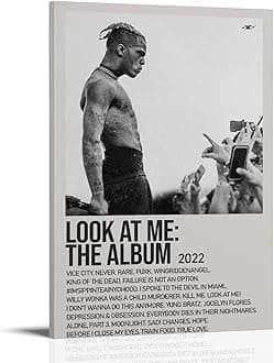 GPWDIEJB XXXTENTACION LOOK AT ME THE ALBUMPoster Canvas Art Oil Painting Wall Painter Home Music Album Celebrity Painting Classical Decorative Wall ArtFrame-style-4208x12inch(20x30cm)