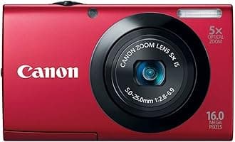 Canon PowerShot A3400 is 16.0 MP Digital Camera with 5X Optical Image Stabilized Zoom 28mm Wide-Angle Lens with 720p HD Video Recording and 3.0-Inch Touch Panel LCD (Red)