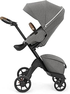 Stokke Xplory X, Modern Grey - Luxury Pushchair - Adjustable for Both Baby & Parents’ Comfort - Padding, Harness & Reflective Zip for Added Safety - Folds in One Step