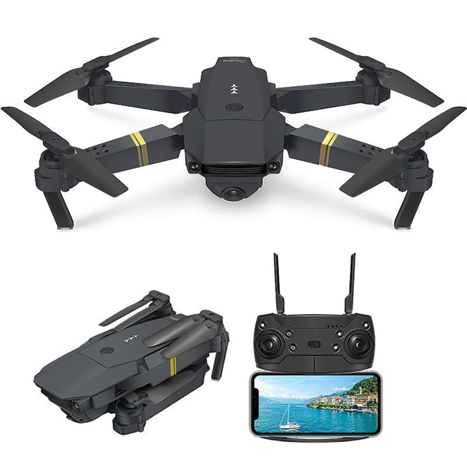 YelaJoy Drone with Camera,E58 4K Drone with Camera,1080P HD FPV Foldable Drone with Carrying Bag,2 Batteries,360° Flip,Altitude Hold,One Key Take Off and Landing,Gifts for Kids,Adults,Beginner
