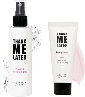 Elizabeth Mott Thank Me Later Primer & Setting Spray Bundle – Oil-Control Face Primer for Smooth, Matte Finish & Hydrating Setting Spray with Niacinamide for Dewy, Long-Lasting Makeup – 30g + 95ml