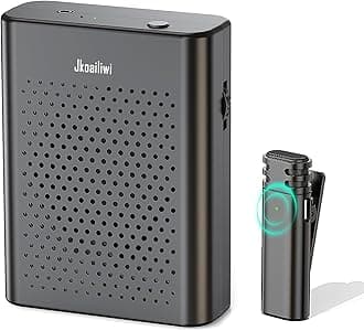 Jkoailiwi Newest Voice Amplifier with Wireless Lavalier Microphone, Wireless Teacher Microphone for Classroom/Yoga/Meetings/Speeches/Tours, Portable Speaker System, Teacher Must Haves, Black