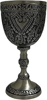 Handmade Brass Wine Chalice Goblet – Artisanal Craftsmanship, Antique Vintage Design – Elegant Cups for Wedding, Church, Festive Events (Silver Antique)