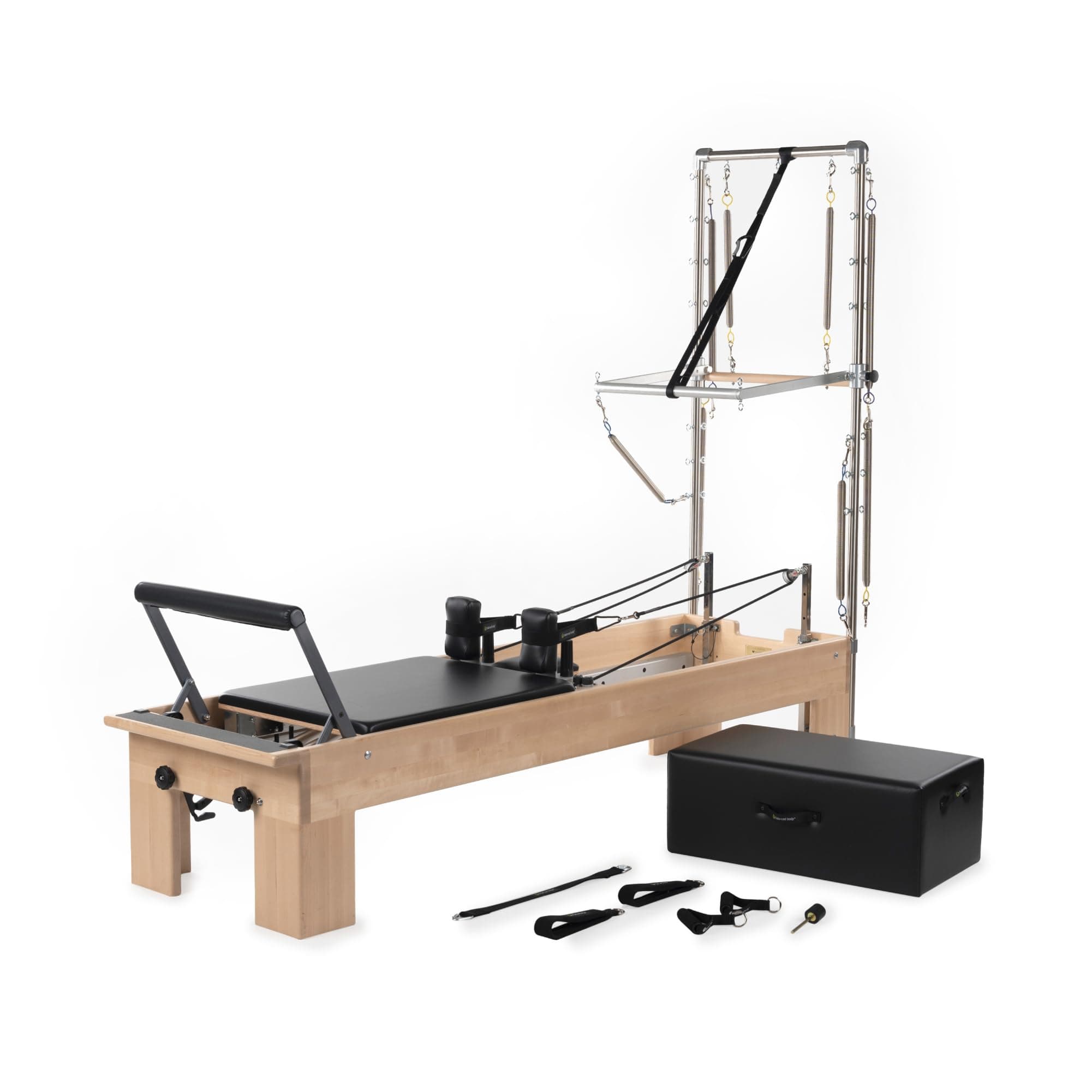 Studio Pilates Reformer with Sitting Exercise Box, Pilates Machine for Studio or at-Home Gym Equipment, Exercise Equipment for Fitness and Well-Being